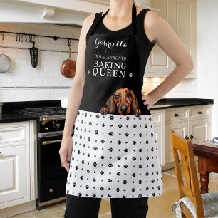 Dachshund Dog Paw Print Black White Custom Apron