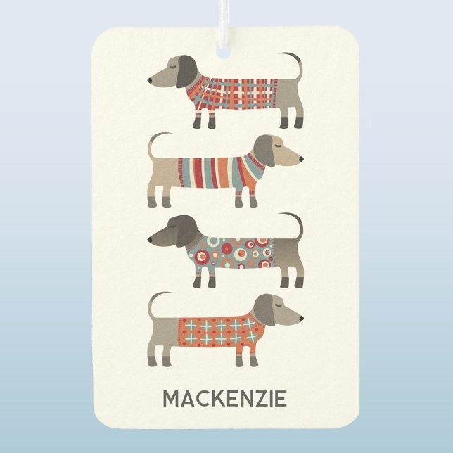 Dachshund Dog Personalised Car Air Freshener (Dachshund Wiener Sausage Dog personalized name car vehicle air freshener)