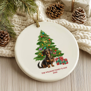 Dachshund Dog Personalised Christmas Ceramic Tree Decoration