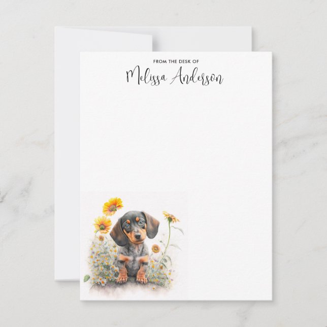 Dachshund Dog Personalised Cute Puppy Watercolor  Card (Front)