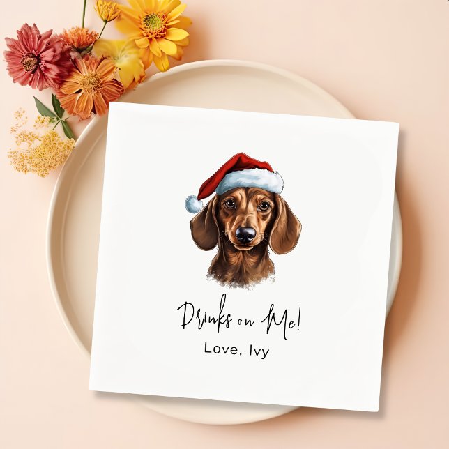 Dachshund Dog Personalised Drinks On Me Napkin (Creator Uploaded)