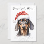 Dachshund Dog Personalised Santa Merry Christmas  Holiday Card<br><div class="desc">Introducing our "Pawsitively Merry" Christmas card, perfect for dog lovers and dachshund enthusiasts alike! This adorable design features a charming watercolor illustration of a dachshund puppy wearing a festive Santa hat, with the message "Pawsitively Merry" in playful script font. What better way to spread holiday cheer than with a personalised...</div>