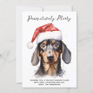 Dachshund Dog Personalised Santa Merry Christmas Holiday Card