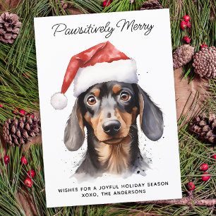 Dachshund Dog Personalized Merry Christmas Holiday Card