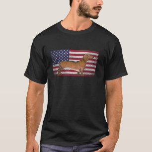 Dachshund Dog Pet 4th of July American Flag Americ T-Shirt