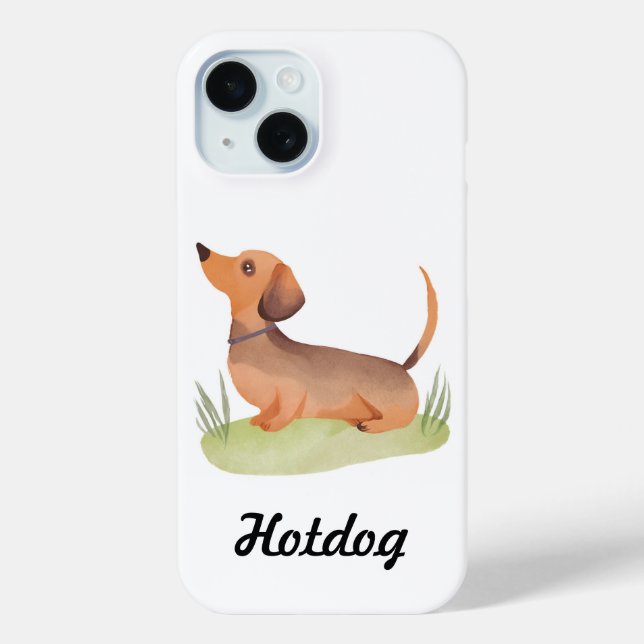 Dachshund Dog | Pet Custom Name Dog Watercolor Case-Mate iPhone Case (Back)
