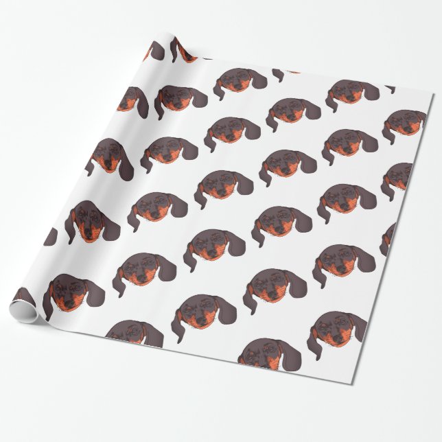 Dachshund dog Portrait Wrapping Paper (Unrolled)