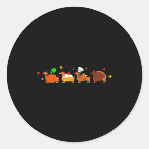 Dachshund Dog Pumpkin E Turkey Thanksgiving Classic Round Sticker