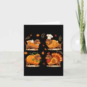 Dachshund Dog Pumpkin E Turkey Thanksgiving Men Wo Card