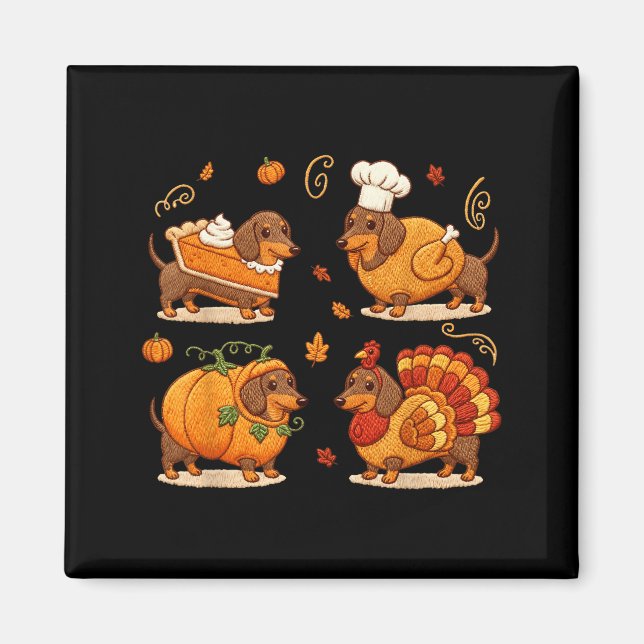 Dachshund Dog Pumpkin E Turkey Thanksgiving Men Wo Magnet (Front)