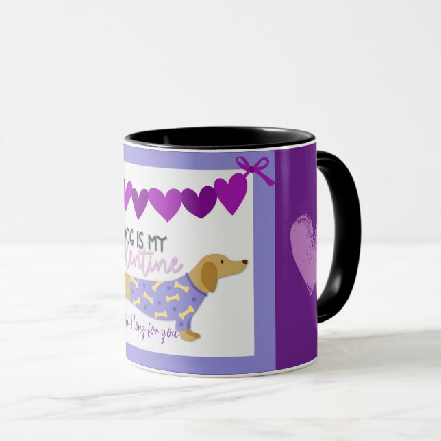 Dachshund Dog Purple Heart Funny Custom Text Cute  Mug (Front Right)