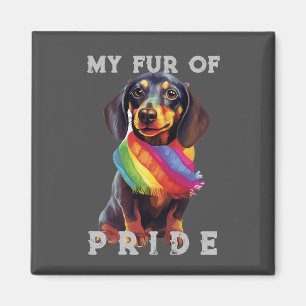 Dachshund Dog Rainbow Funny My Fur Pride Magnet