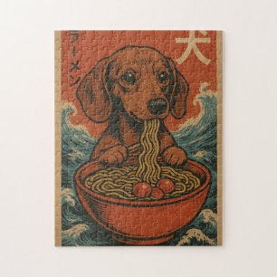 Dachshund Dog Ramen Vintage Japanese Art Puzzle