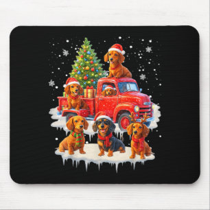 Dachshund Dog Red Truck Christmas Tree Santa Ugly Mouse Mat