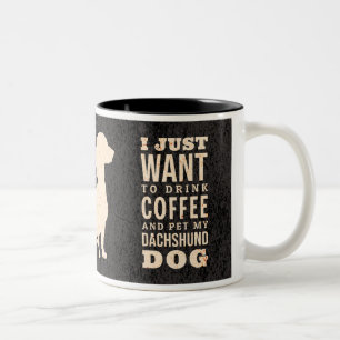 Dachshund Dog Retro Wiener Happiness in A Two-Tone Coffee Mug