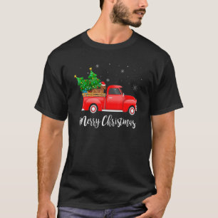 Dachshund Dog Riding Red Truck Christmas Decoratio T-Shirt