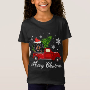 Dachshund Dog Riding Red Truck Christmas Decoratio T-Shirt