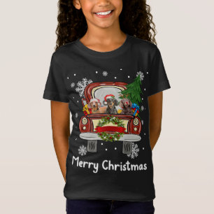 Dachshund Dog Riding Red Truck Christmas Funny T-Shirt