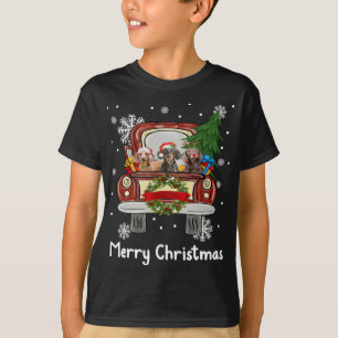 Dachshund Dog Riding Red Truck Christmas Funny T-Shirt