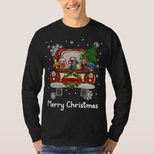 Dachshund Dog Riding Red Truck Christmas Funny T-Shirt