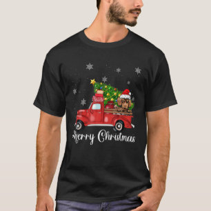 Dachshund Dog Riding Red Truck Christmas T-Shirt
