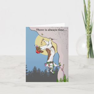 Dachshund dog rock climbing card