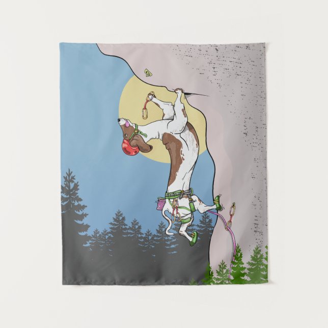 Dachshund dog rock climbing tapestry (Front)