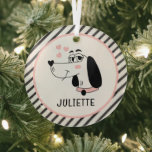 Dachshund Dog Romantic Pink Hearts Personalised Glass Tree Decoration<br><div class="desc">Dachshund Dog Romantic Pink Hearts Personalised Name Christmas Holiday Ornaments features a cute Dachshund cartoon with pink love hearts and your personalised name below. Perfect for gifts birthday,  Christmas,  Valentine's Day,  Mothers Day and more for family,  sweetheart,  wife,  girlfriend and more. Created by Evco Studio www.zazzle.com/store/evcostudio</div>