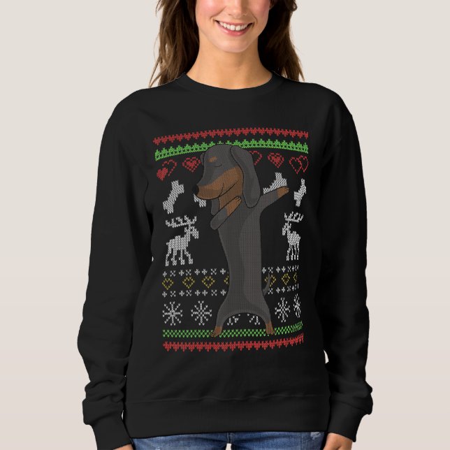 Dachshund Dog Santa Claus Ugly Christmas Pattern X Sweatshirt (Front)