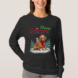 Dachshund Dog Santa Hat Christmas Lights Merry Chr T-Shirt