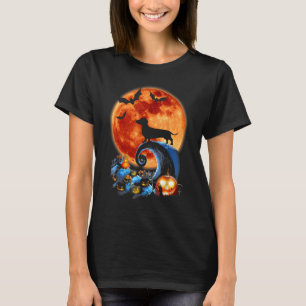 Dachshund Dog Scary And Moon Halloween Costume T-Shirt