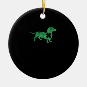 Dachshund Dog Shamrock St. Patrick's Day Saint Pad Ceramic Tree Decoration