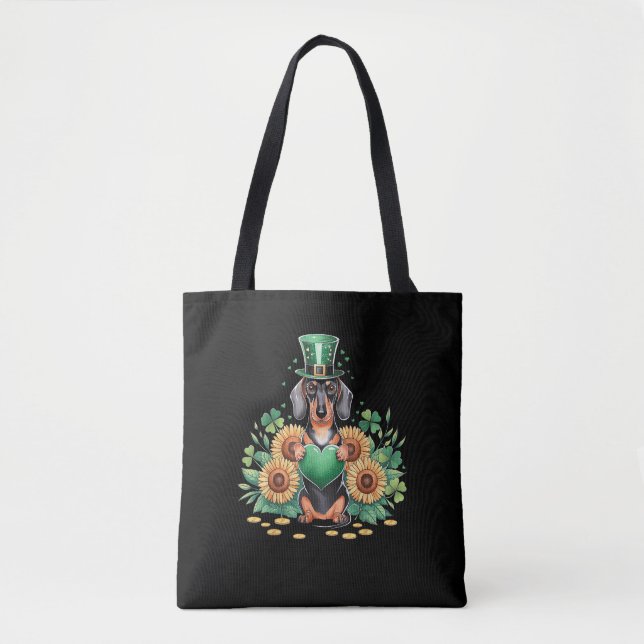 Dachshund Dog Shamrock St. Patrick's Day Saint Pad Tote Bag (Front)