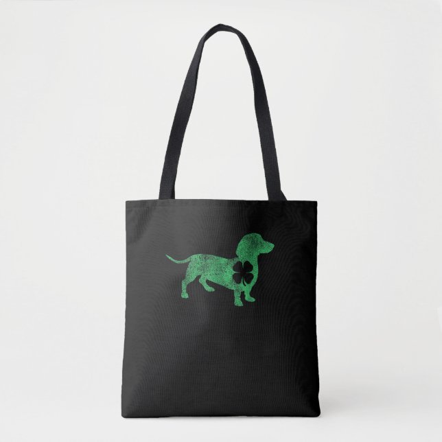 Dachshund Dog Shamrock St. Patrick's Day Saint Pad Tote Bag (Front)