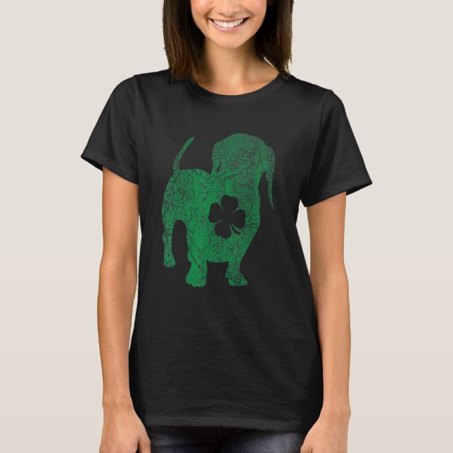Dachshund Dog Shamrock St Patrick's Day Saint Padd T-Shirt (Front)