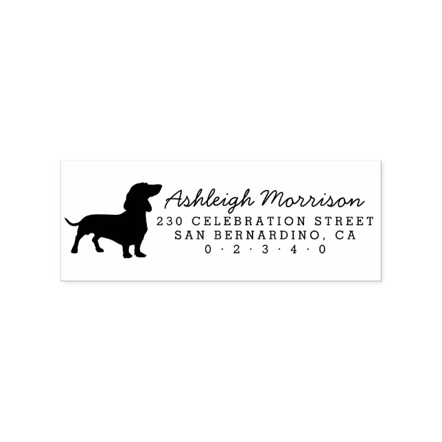 Dachshund Dog Silhouette Custom Return Address Rubber Stamp (Imprint)
