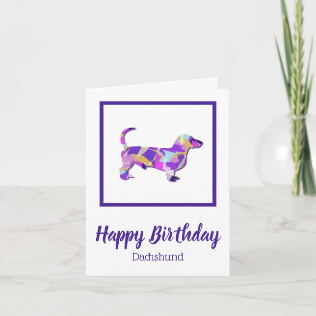 Dachshund Dog Silhouette Cute PPY&B Birthday Card (Front)