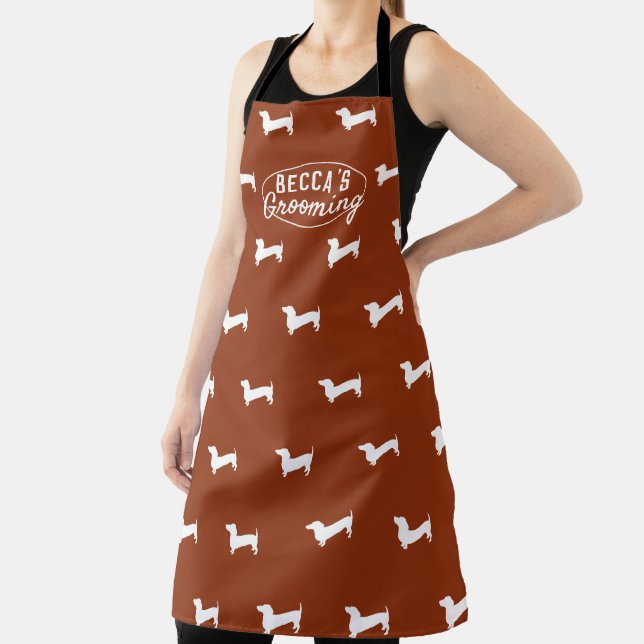 Dachshund Dog Silhouette Dog Grooming Apron (Insitu)