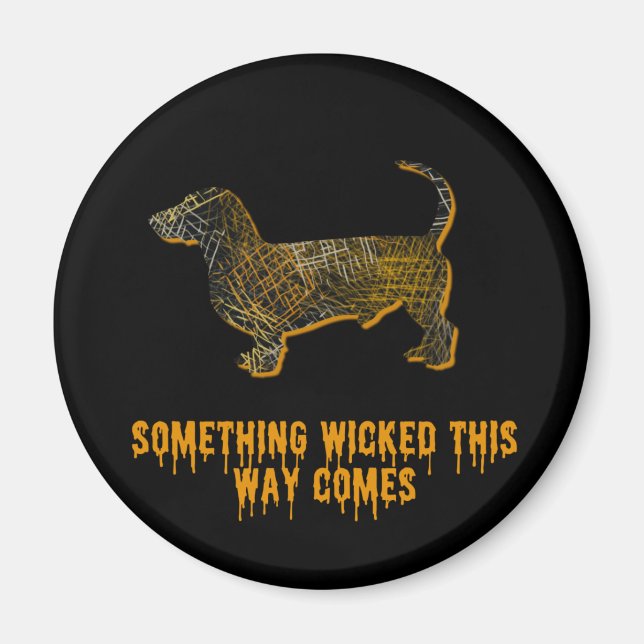 Dachshund Dog Silhouette Fun Halloween Magnet (Front)