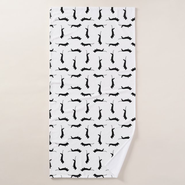 Dachshund Dog Silhouettes CUSTOM BACKGROUND COLOR Bath Towel (Bath Towel)