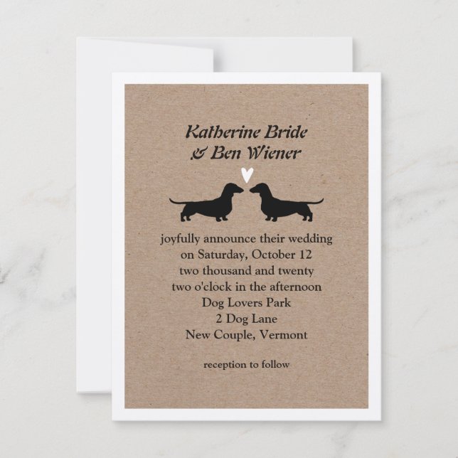 Dachshund Dog Silhouettes Cute Wedding Invitation (Front)