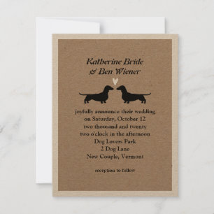 Dachshund Dog Silhouettes Cute Wedding Invitation