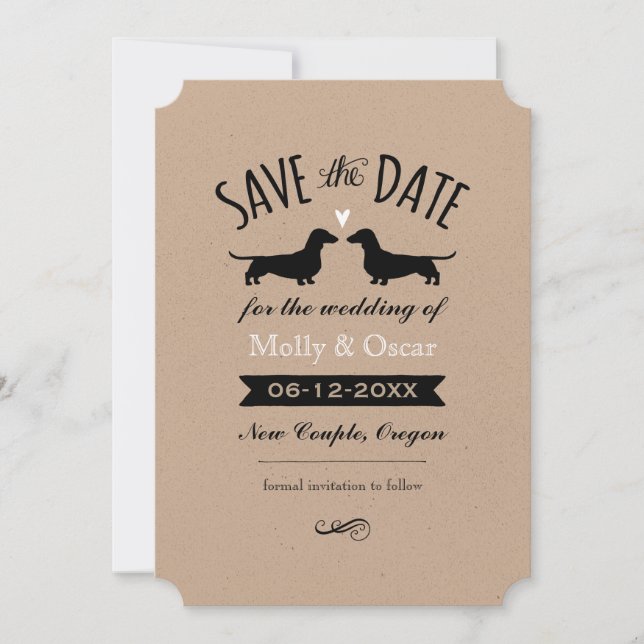 Dachshund Dog Silhouettes Wedding Save the Date (Front)