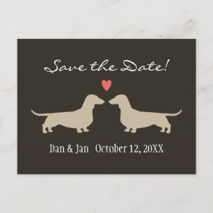 Dachshund Dog Silhouettes Wedding Save the Date Announcement Postcard
