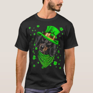 Dachshund Dog St Patricks Day Dog Hat Shamrock  T-Shirt