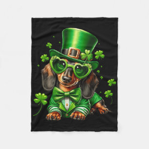 Dachshund Dog St Patrick's Day Shirt Weiner Doxie Fleece Blanket