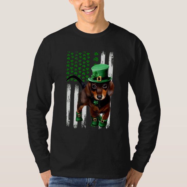 Dachshund Dog St Patrick's Day T-Shirt (Front)