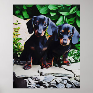 Dachshund Dog Summer Garden Birthday Poster