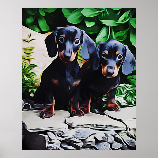 Dachshund Dog Summer Garden Birthday Poster (Front)