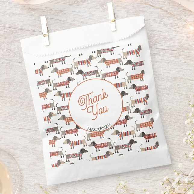Dachshund Dog Thank You Personalised Favour Bags (Creator Uploaded)